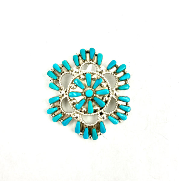 Turquoise Flower Pin/Pendant by Vera Halusewa