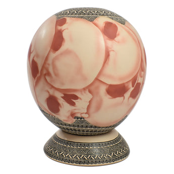 JM0002 Pottery: Skull Jar W/Stand, Hilario Quezada
