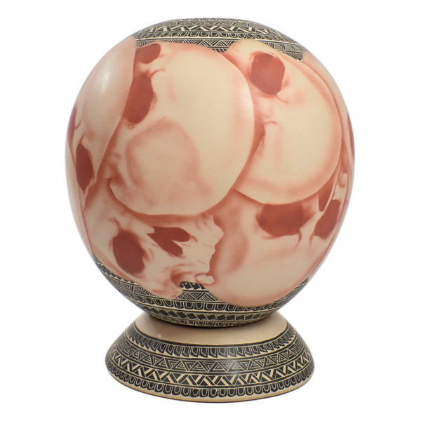 JM0002 Pottery: Skull Jar W/Stand, Hilario Quezada
