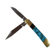 JUL14 Pocket Knife, Turquoise, Brass
