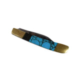 JUL14 Pocket Knife, Turquoise, Brass
