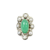 SEN812 RING: Chrysoprase Halo FW Pearls, Sena