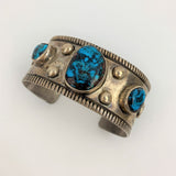Vintage Sterling Silver and Bisbee Turquoise Cuff Bracelet by Mark Chee