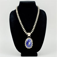 Sterling Silver Necklace with Lapis Pendant