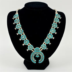 Sterling Silver & Turquoise Squash Blossom Necklace