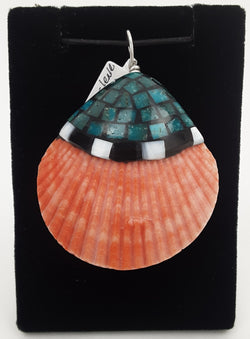Mosaic on Shell Pendant by Charlene Reano