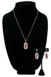 Inlay Cardinal Pendant and Earrings Set by Harlan Coonsis