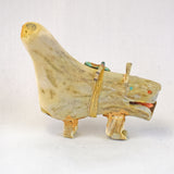 Vintage Elk Antler Wolf Fetish Carving