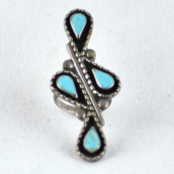 Vintage Four Teardrops Turquoise Ring