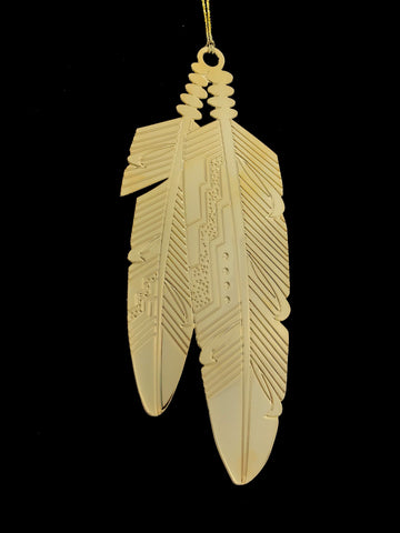 Gold Plate Twin Feathers by Ray Tracey
