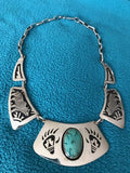 Turquoise Mountain and Sterling Silver Necklace by Victor Coochwytewa