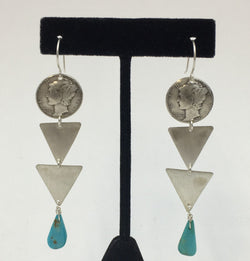 Arrows and Turquoise Drop Earrings by Jerilynn Yazzie