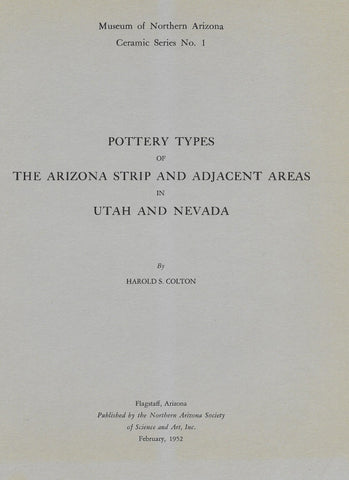 Pottery Types of the Arizona Strip and Adjacent Areas