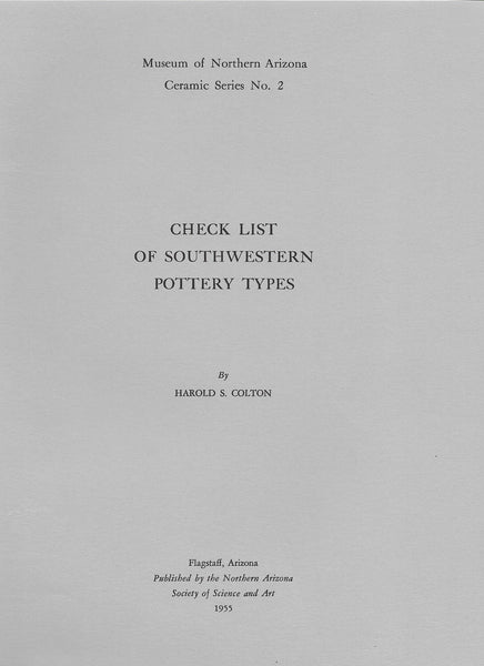 Check List of Southwestern Pottery Types