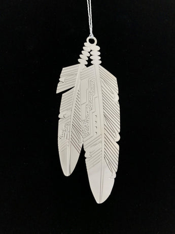 Sterling Silver Twin Feathers Ornament by Ray Tracey